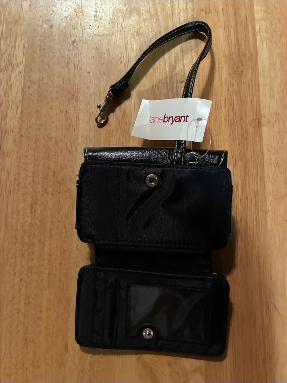 Lane Bryant Black Leather Wristlet Clutch